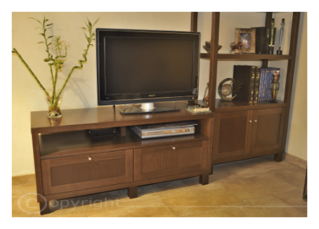 Mueble Salon de madera de Iroco tintado